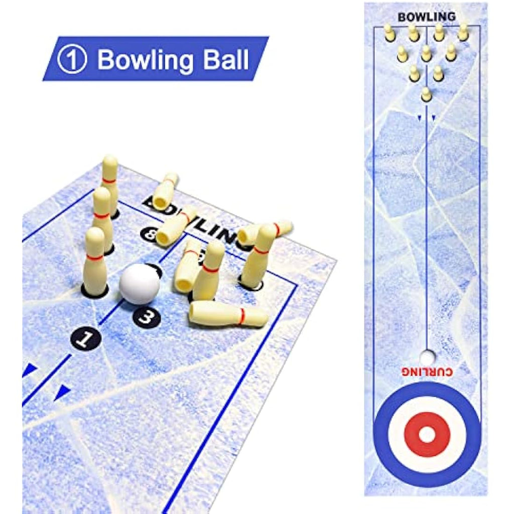 Jolof Store 3-in-1 Tabletop Game – Portable Curling, Bowling & Shuffleboard