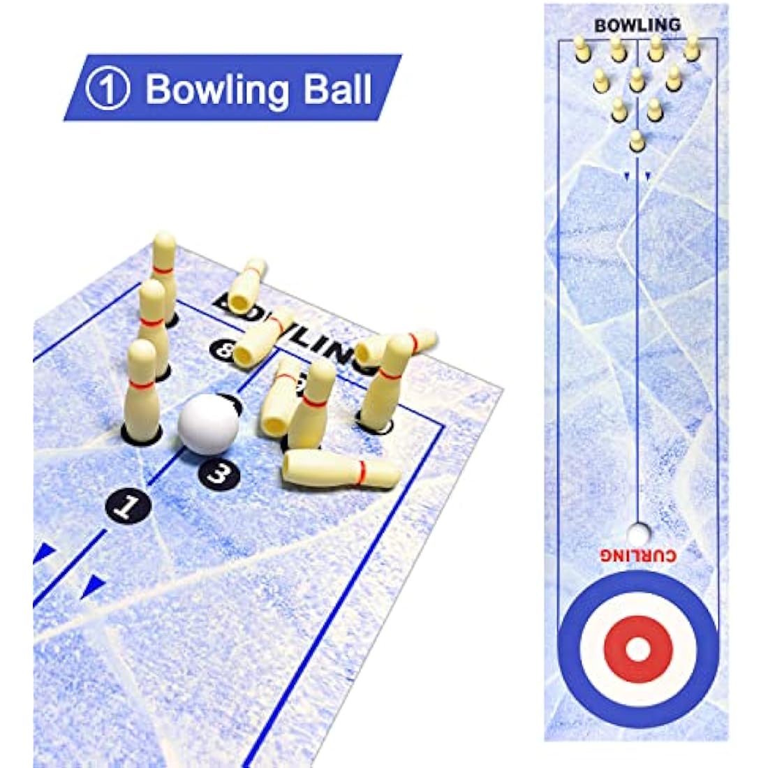 Jolof Store 3-in-1 Tabletop Game – Portable Curling, Bowling & Shuffleboard