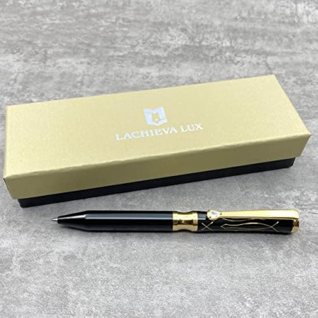 LACHIEVA LUX Crystal Executive Metal Ballpoint Pen - Black Gift Set