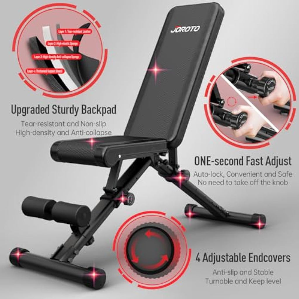 JOROTO MD35 Adjustable Weight Bench – Foldable 700lb Strength Training Bench