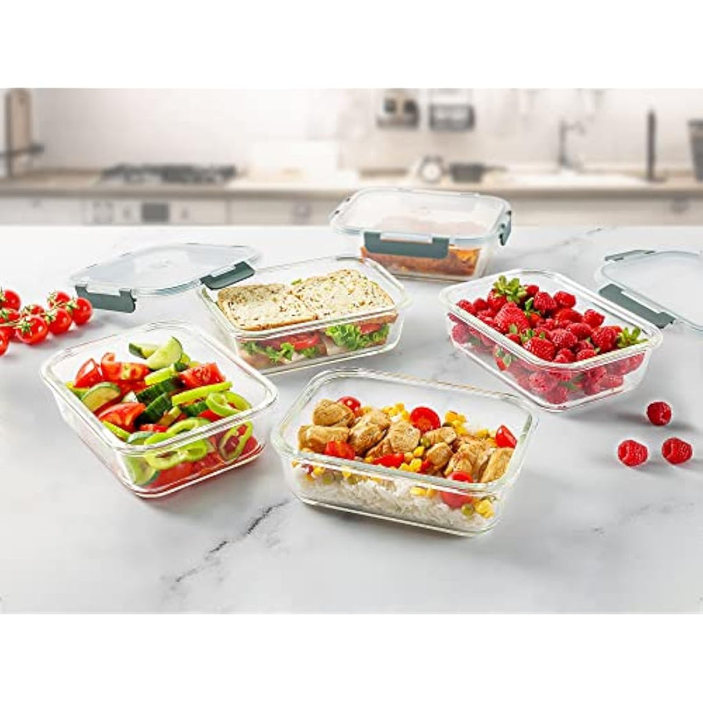 Zulay Kitchen 5-Pack Leak-Proof Glass Food Storage Containers - 36 oz