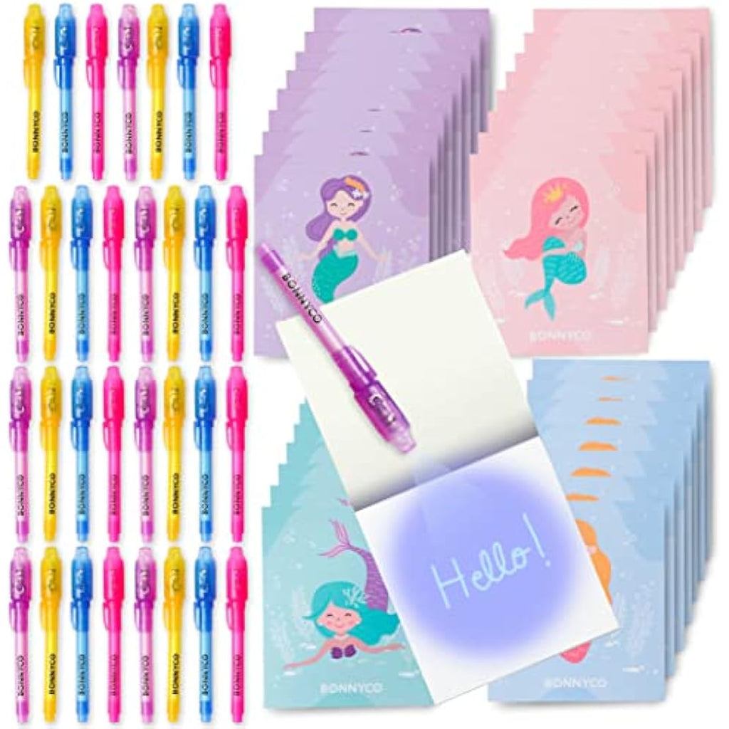 Mermaid Invisible Ink Pen and Notebook Set - 32 Pack Party Favors