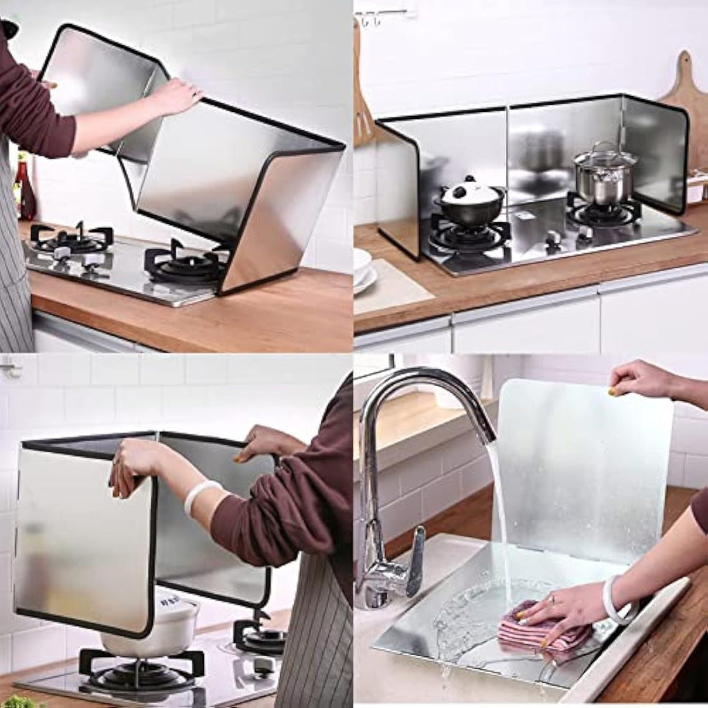 Stainless Steel Stove Splatter Guard – Foldable Oil Shield