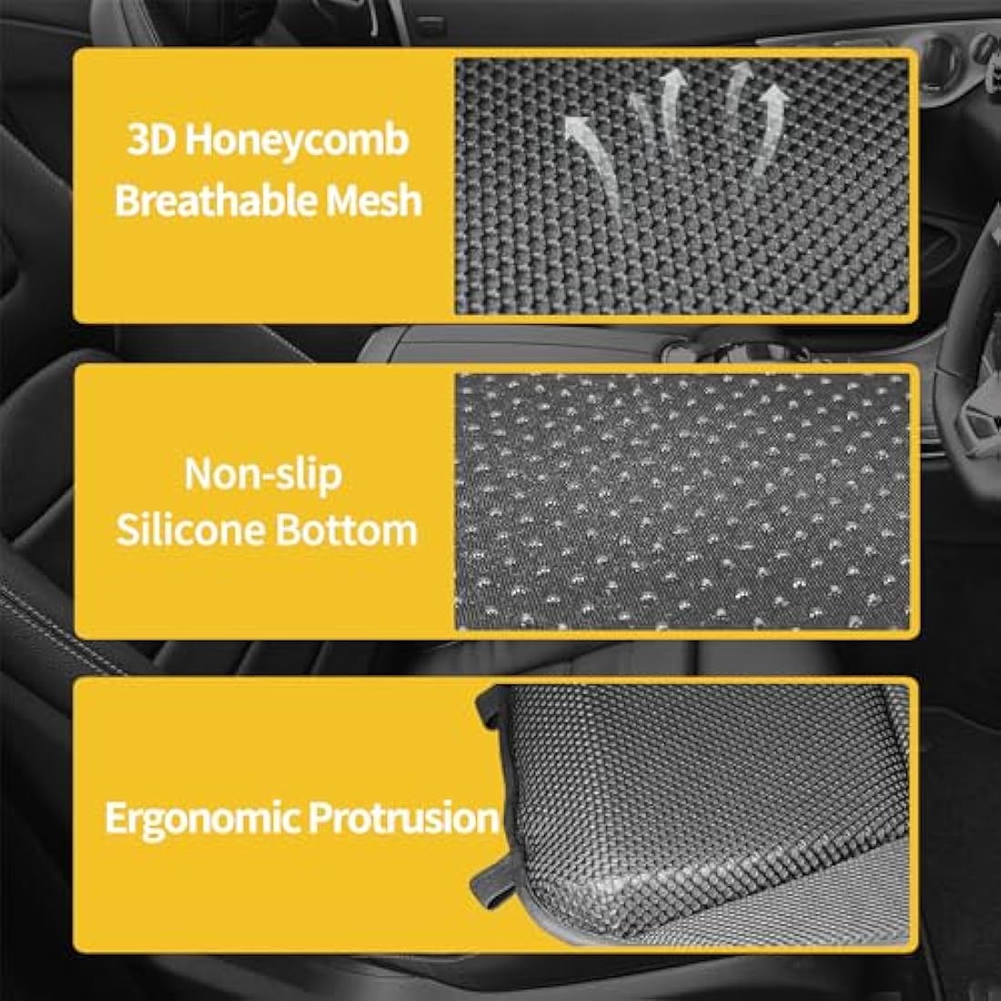 Memory Foam Wedge Car Seat Cushion for Driving – 4 Inch