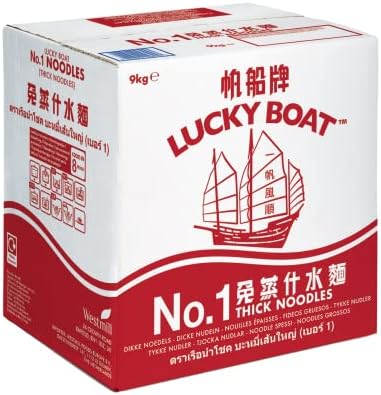 Lucky Boat Thick Chow Mein Noodles – 9kg Bulk Vegan Egg-Free Wheat
