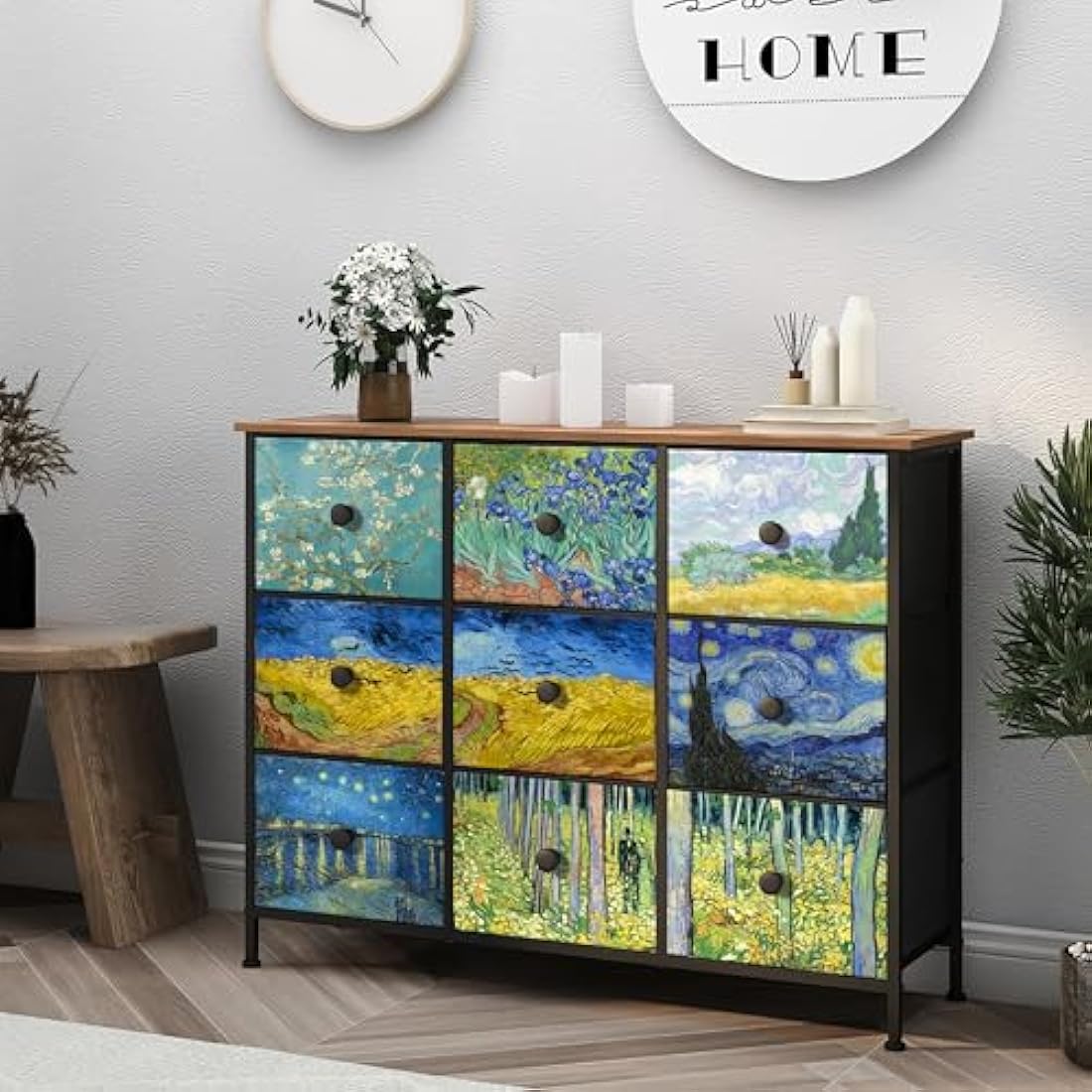 VEDECASA Van Gogh 9-Drawer Chest – Fabric Storage Dresser for Bedroom