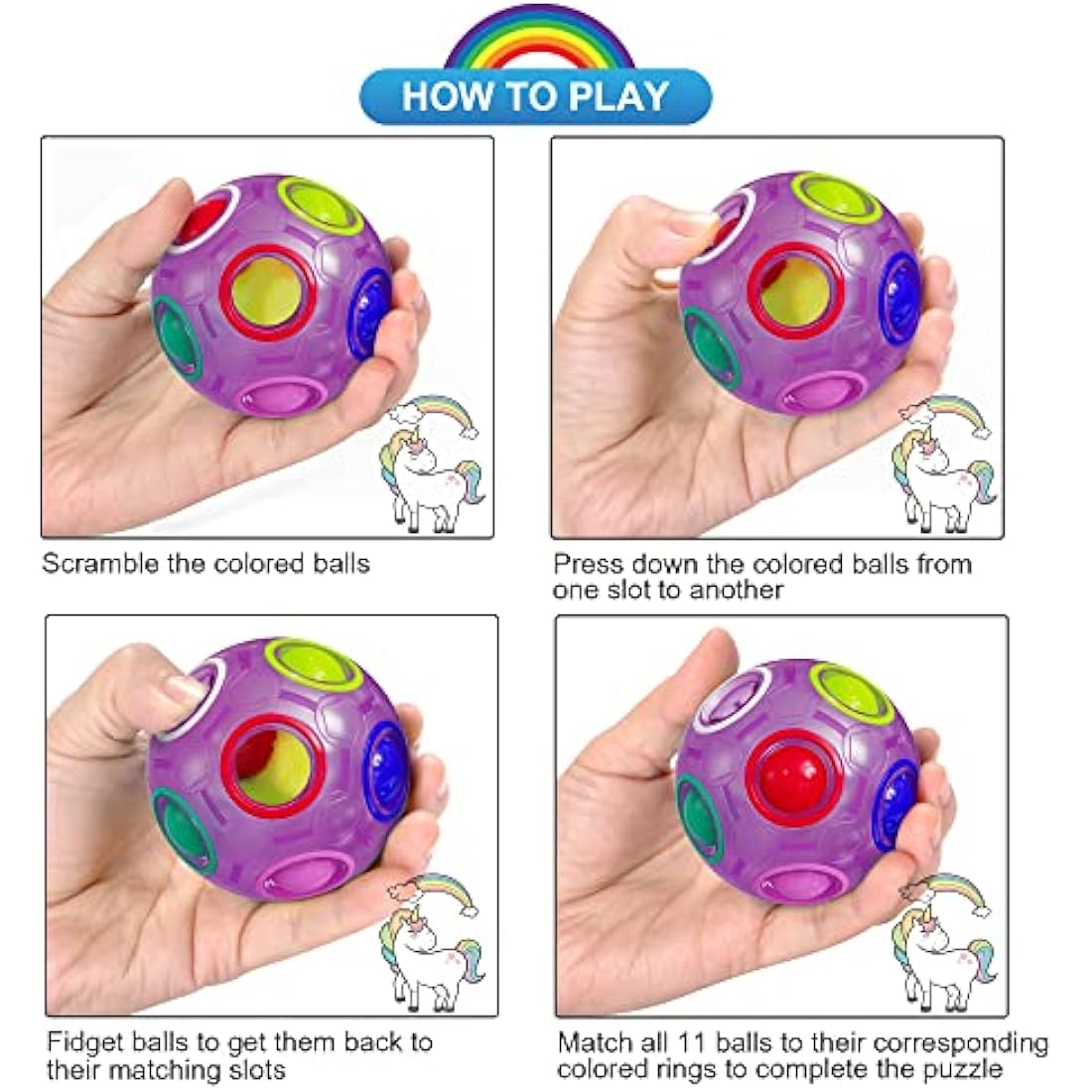 ROXENDA Magic Rainbow Puzzle Ball 2-Pack | Fidget Brain Teaser Toy