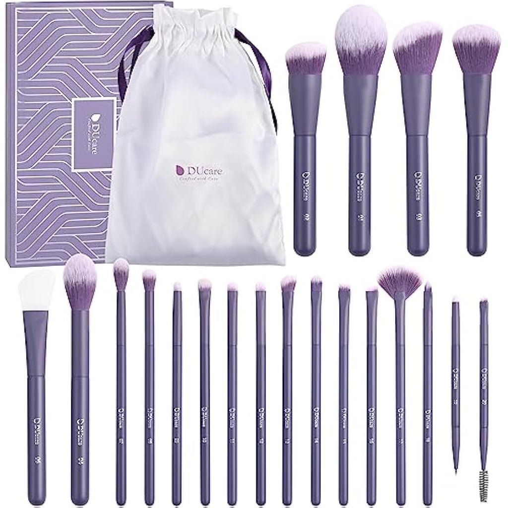 DUcare 20pcs Professional Makeup Brushes Set with Bag - Purple
