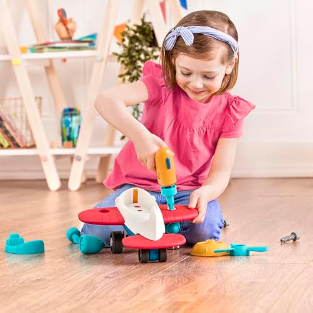 Battat Wonder Wheels Take-Apart Airplane Toy with Drill STEM Set
