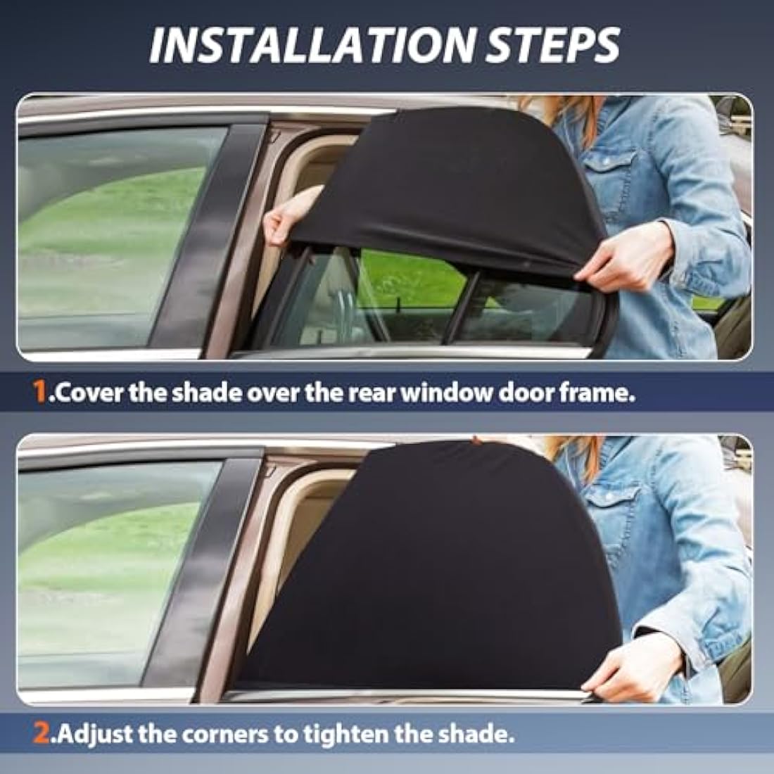 PEMOTech Car Window Shades for Baby | 2-Pack UV Protection Spandex Mesh