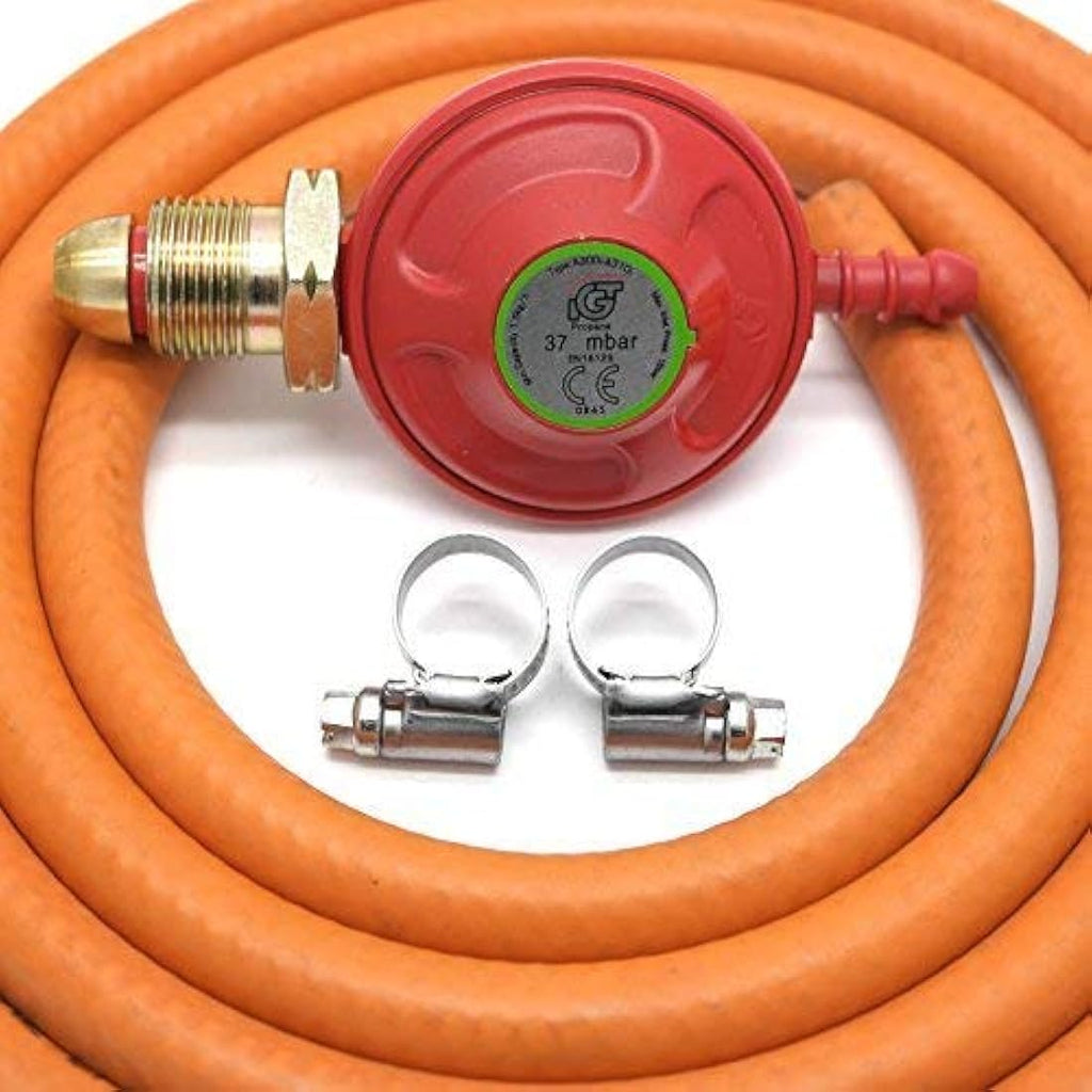 IGT Propane Gas Regulator & 2M Hose Kit with Clips - 37mbar POL