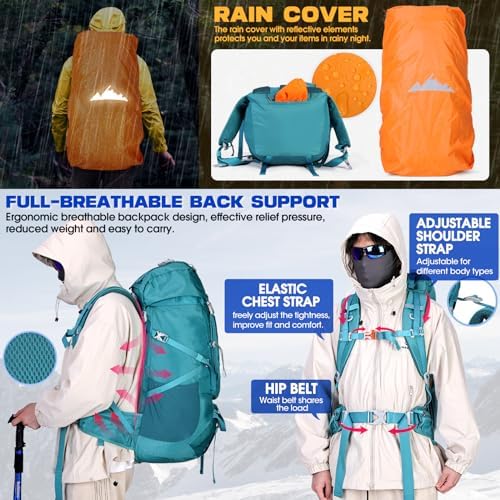 60L Hiking Backpack – Waterproof Lightweight Camping Rucksack