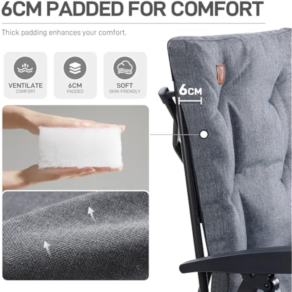 EVER ADVANCED Heavy Duty Reclining Camping Chair - Padded Folding Seat
