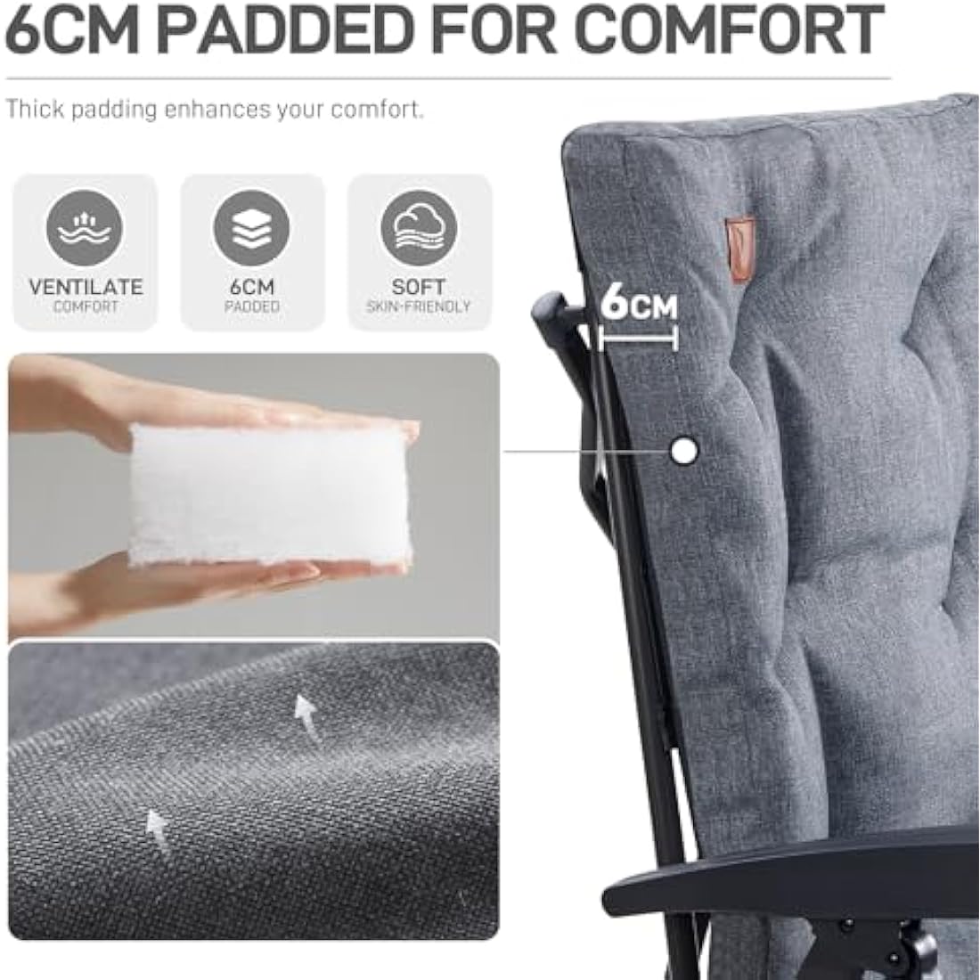 EVER ADVANCED Heavy Duty Camping Chairs | 4-Position Recliner Set of 2