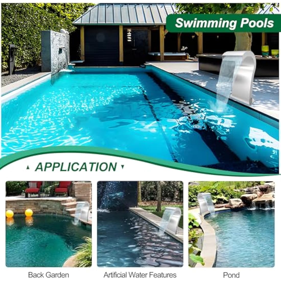 S-Shaped Stainless Steel Waterfall Spillway Pool Fountain – 52cm