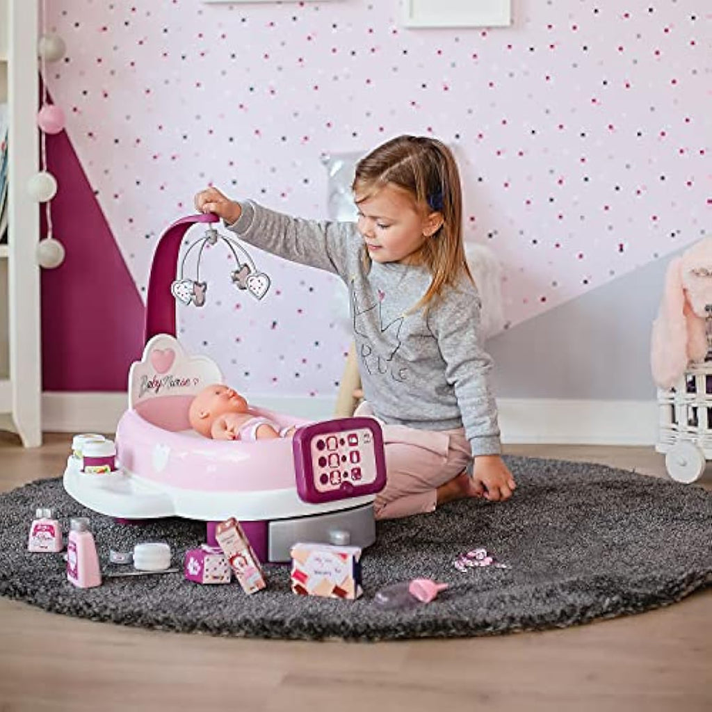 Smoby Baby Nurse Electronic Doll Nursery Set with 32cm Doll - Pink