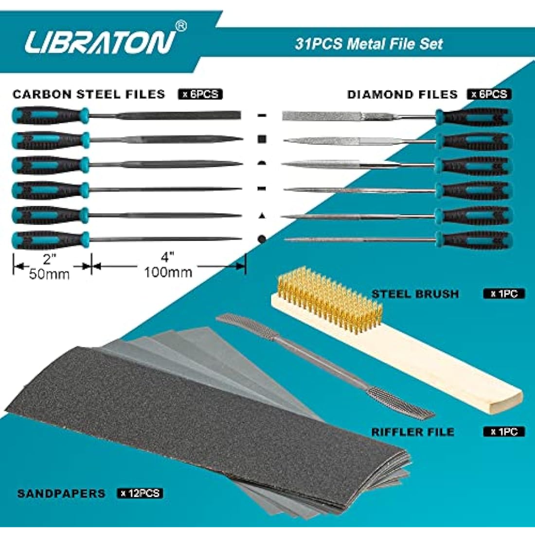 Libraton 31PC Metal File Set | Steel & Woodworking Needle Files