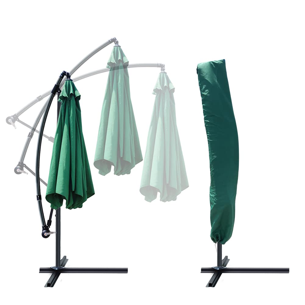 VOUNOT 3m Cantilever Garden Parasol – Tilting Banana Patio Umbrella, Green
