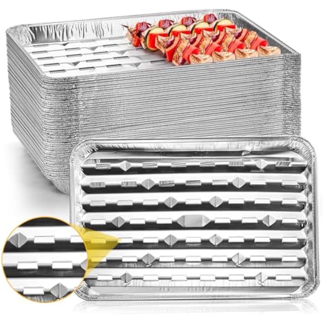 Yesland 30 Pack Disposable Aluminum Grill Trays with Holes for BBQ