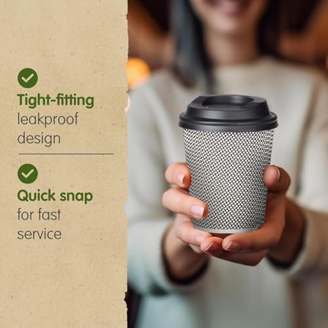 Signature Packaging Ripple Coffee Cup Lids | 12oz & 16oz | 500 Pack