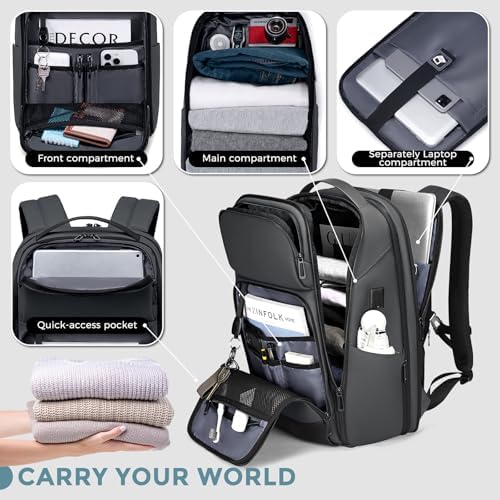 Expandable 17 Inch Laptop Backpack with USB Charging Port