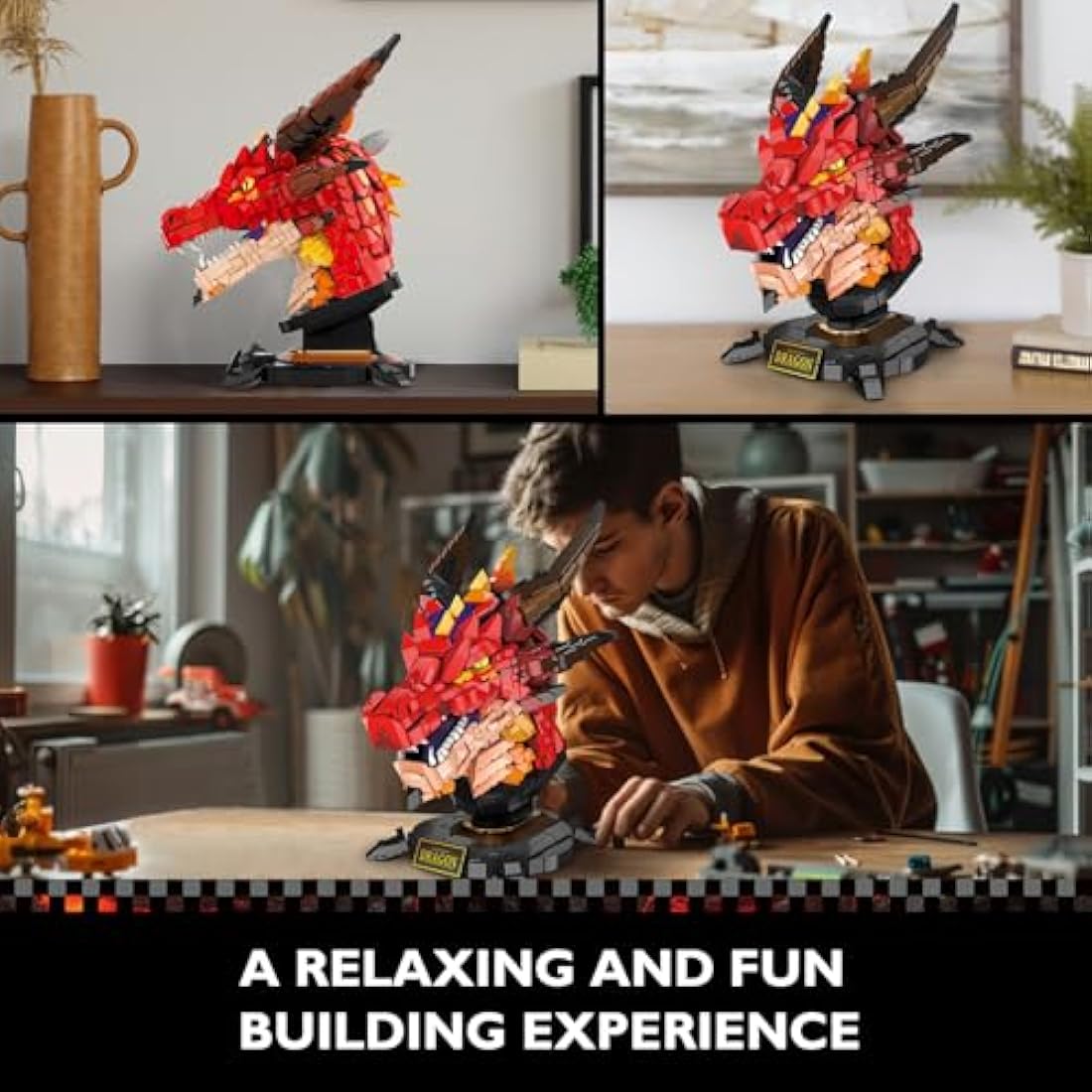 JMBricklayer Dragon Head Building Blocks Model Kit - 2713 Piece Fantasy Toy