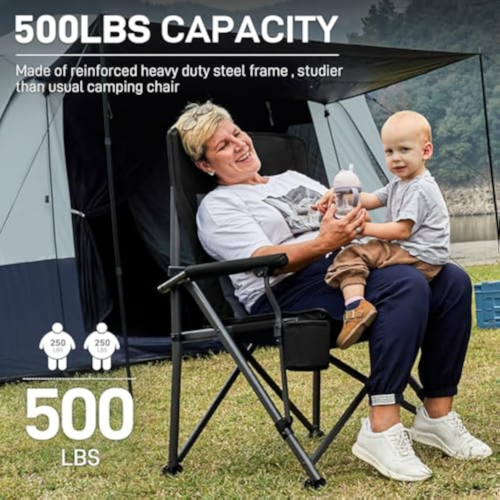EVER ADVANCED Oversized Camping Chair – Heavy Duty 230kg Folding Seat