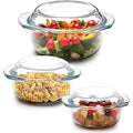 NUTRIUPS Tempered Glass Casserole Dish Set with Lids – 3 Piece Stackable