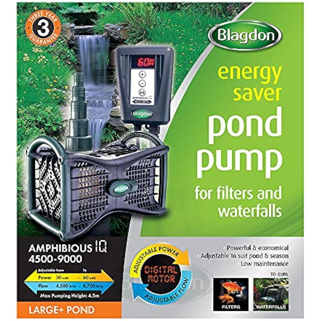 Blagdon Amphibious IQ Pond Pump | Energy Saving 4500-9000 LPH