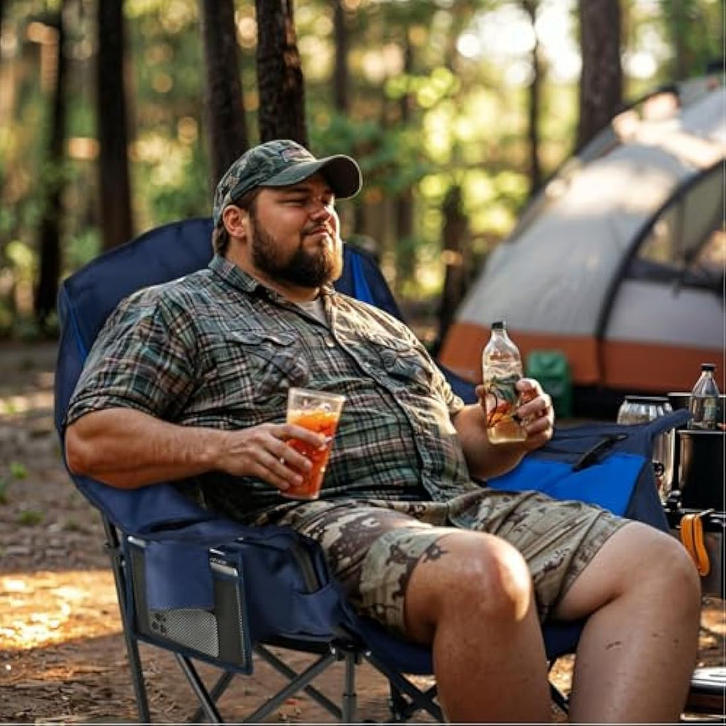 Overmont Oversized Camping Chair | Heavy-Duty Padded Folding Seat