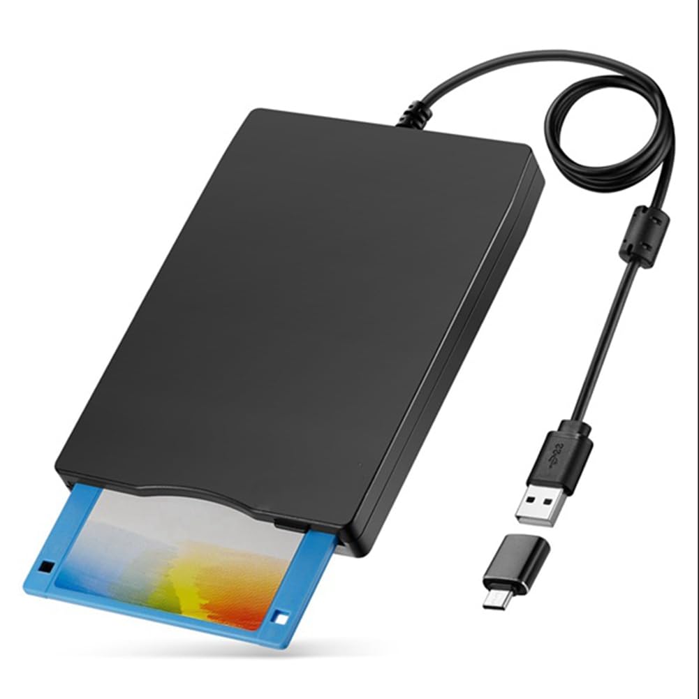 BOFRHME External USB Type A & C Floppy Disk Reader for Laptop – Black