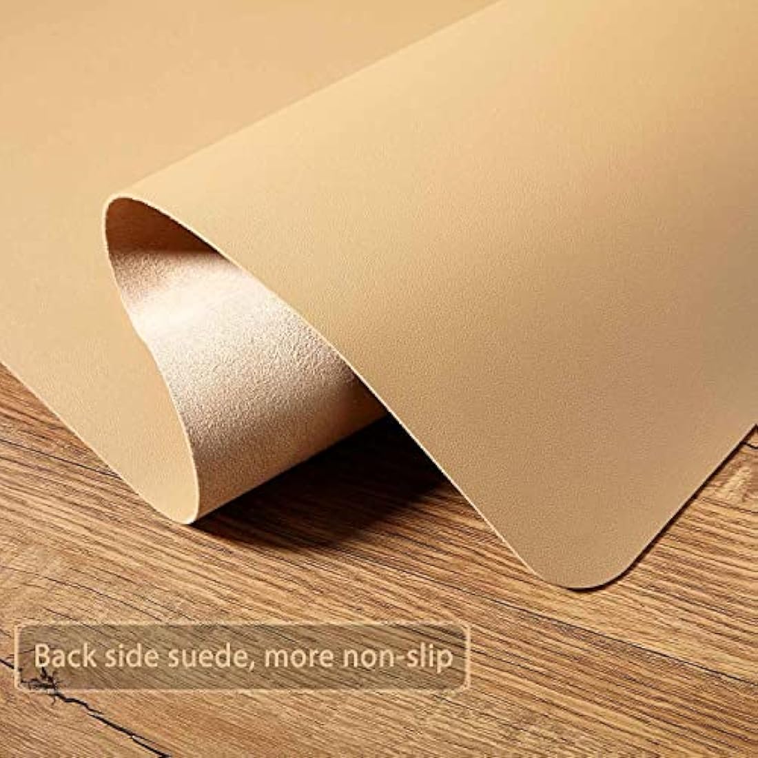 DOBAOJIA PU Leather Desk Pad - Large Waterproof Mouse Mat, Khaki, 31.5x15.7"