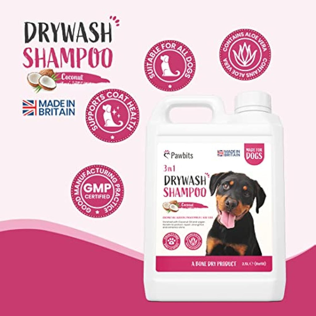 Pawbits Drywash Dog Shampoo – 3-in-1 Waterless Coconut Foam (2.5L)