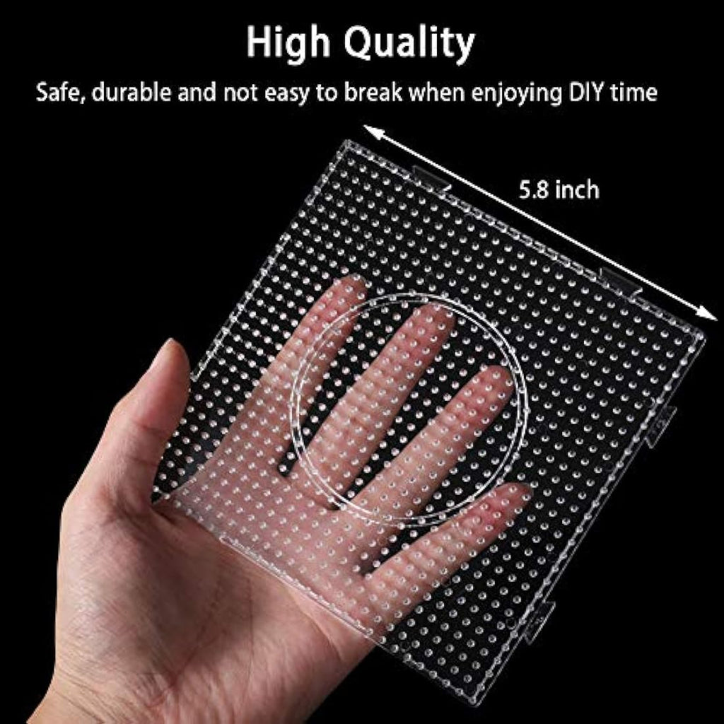 Jolof Store 5mm Fuse Bead Boards - 6 Large Square Pegboards with Tweezers