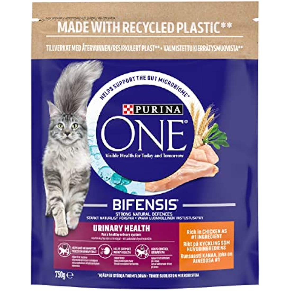 Purina One Urinary Health Dry Cat Food - Chicken (4 x 750g Packs)