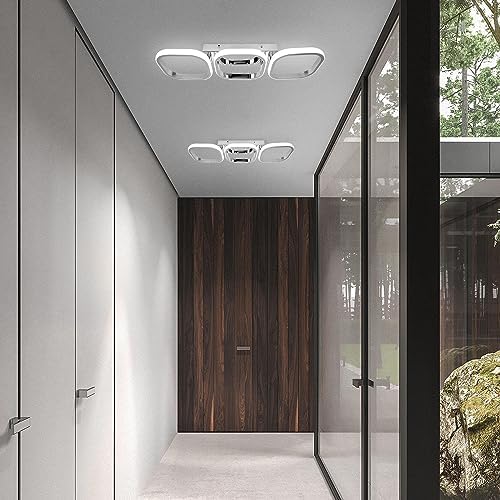 EIDISUNY Modern LED Ceiling Light | 3-Square Flush Mount Chrome Lamp – 33W