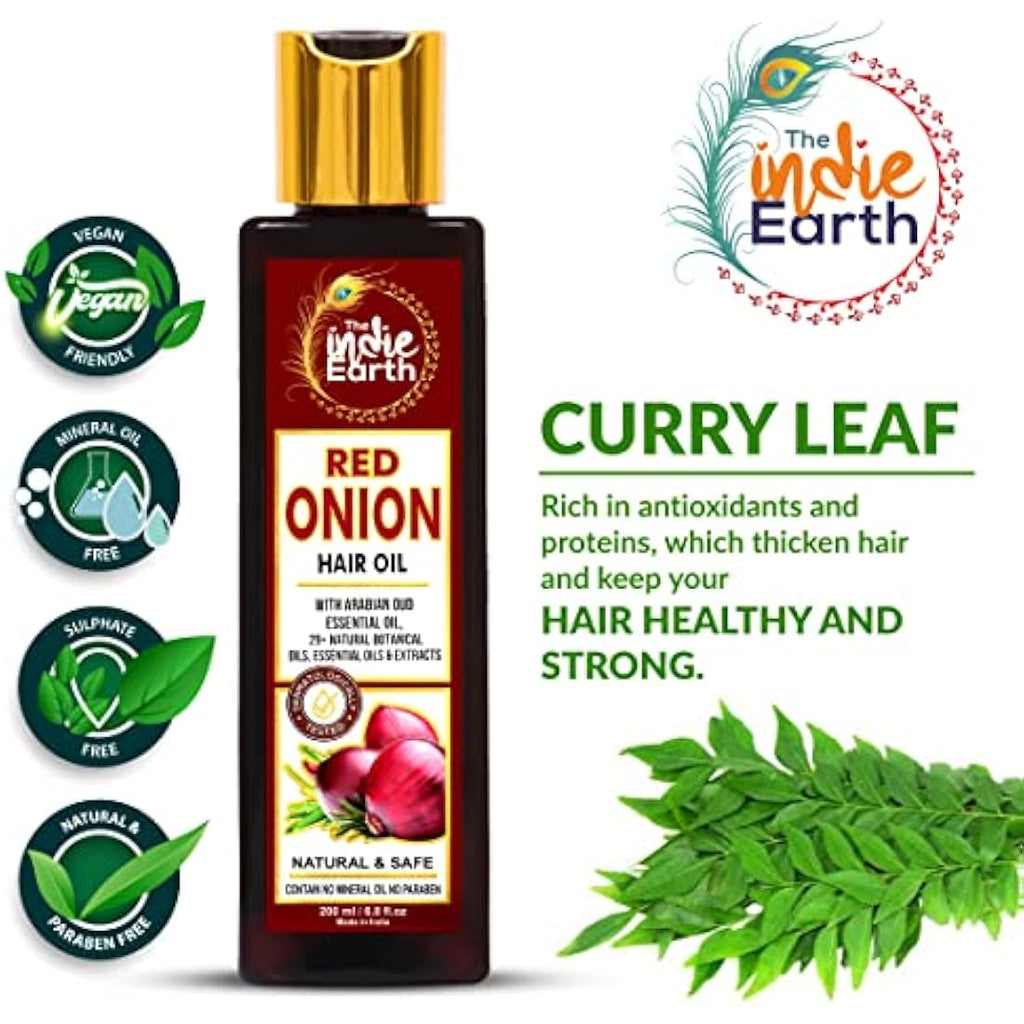 The Indie Earth Red Onion Hair Oil - Anti Hair Loss & Growth - 200ml