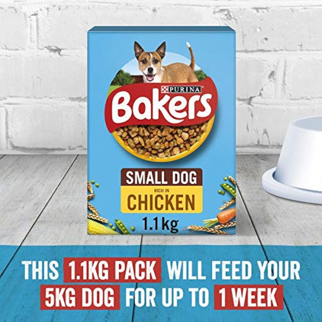 Bakers Small Dry Dog Food Chicken & Veg - 1.1kg (Pack of 4) Kibble