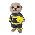 Vivid Arts Fireman Baby Meerkat Garden Ornament | Resin Animal Statue