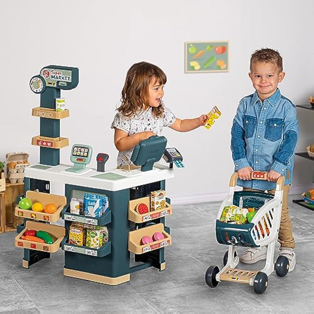 Smoby Kids Supermarket Playset with Shopping Trolley and 42 Accessories