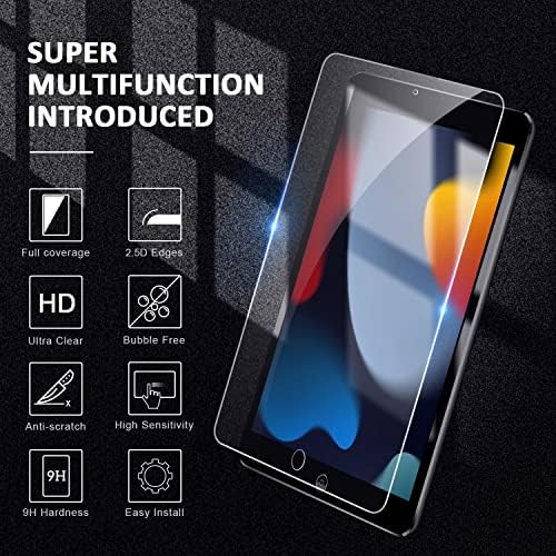 TOPESCT iPad 10.2 Screen Protector | 9H Tempered Glass (2 Pack) – 9th/8th/7th Gen