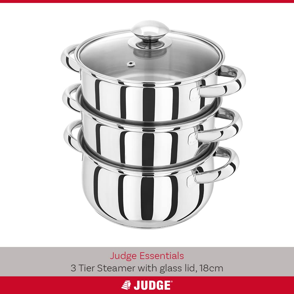 Judge Essentials 3 Tier Stainless Steel Steamer 18cm | Induction Ready
