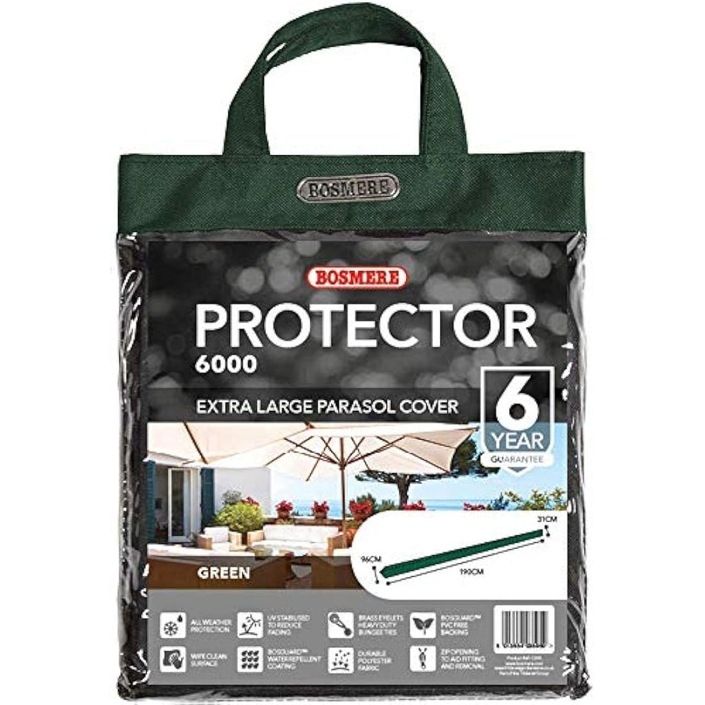 Bosmere Protector 6000 Garden Parasol Cover | Waterproof 600D | 190cm