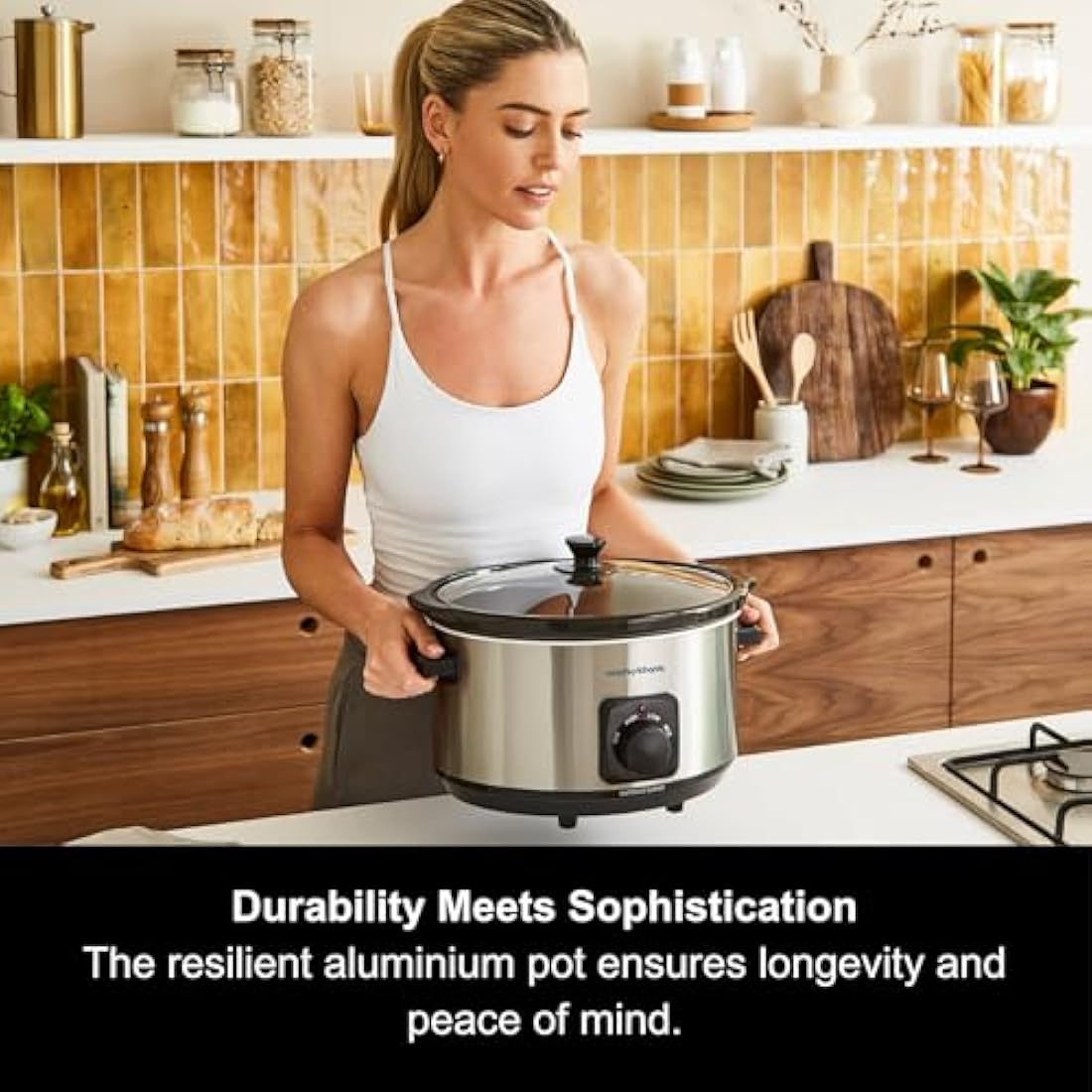 Morphy Richards 6.5L Slow Cooker – Brushed Steel Ceramic Pot