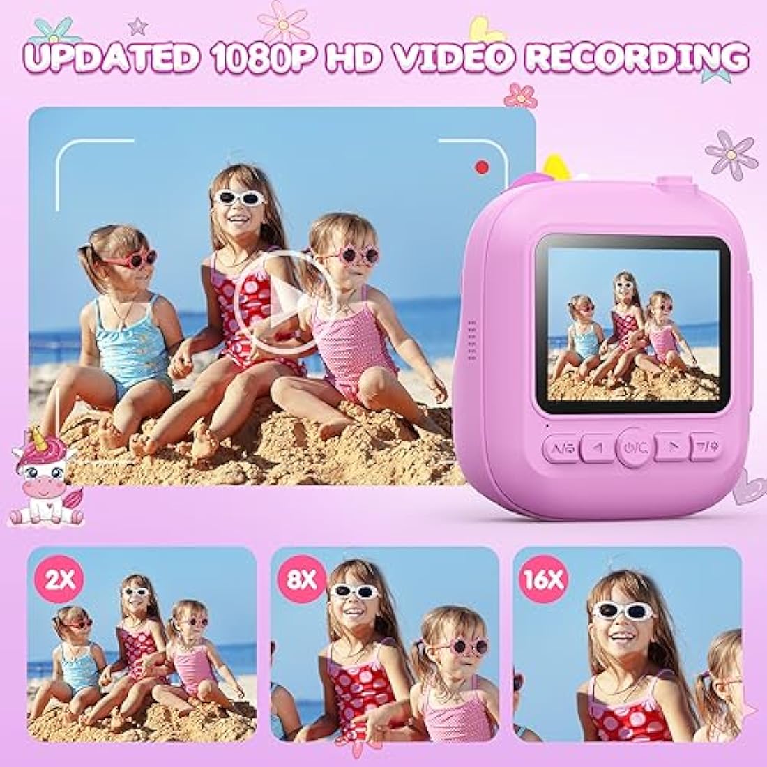 CAMCLID Kids Instant Print Camera | 1080P HD Digital Video & 32GB Card - Purple