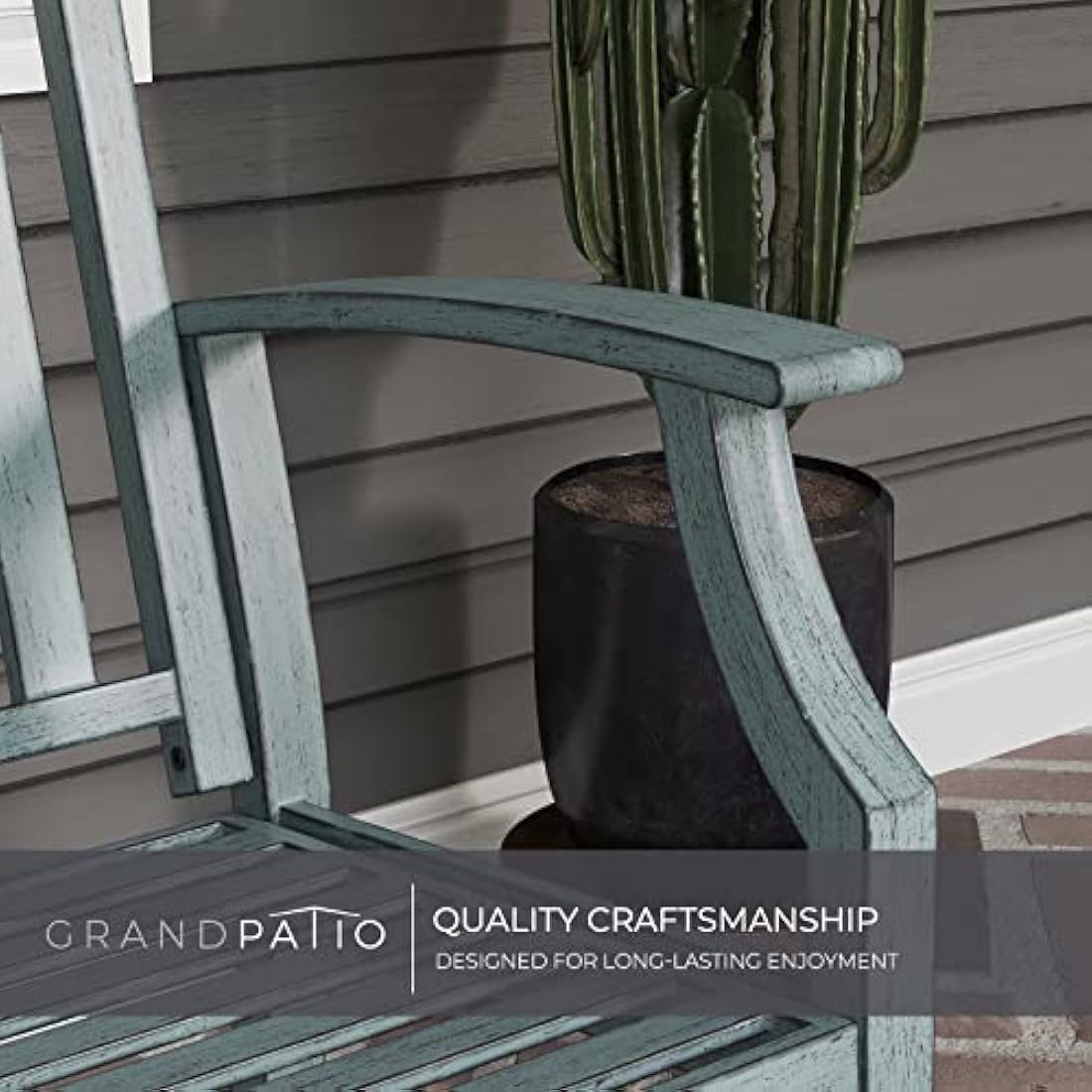 Outdoor Garden Bench – Rust-Resistant Metal Patio Seat, Gray Blue