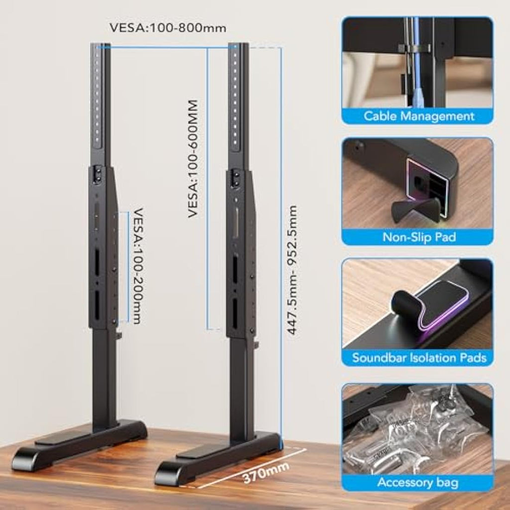 Universal TV Stand Base – Height Adjustable for 24-86 Inch TVs