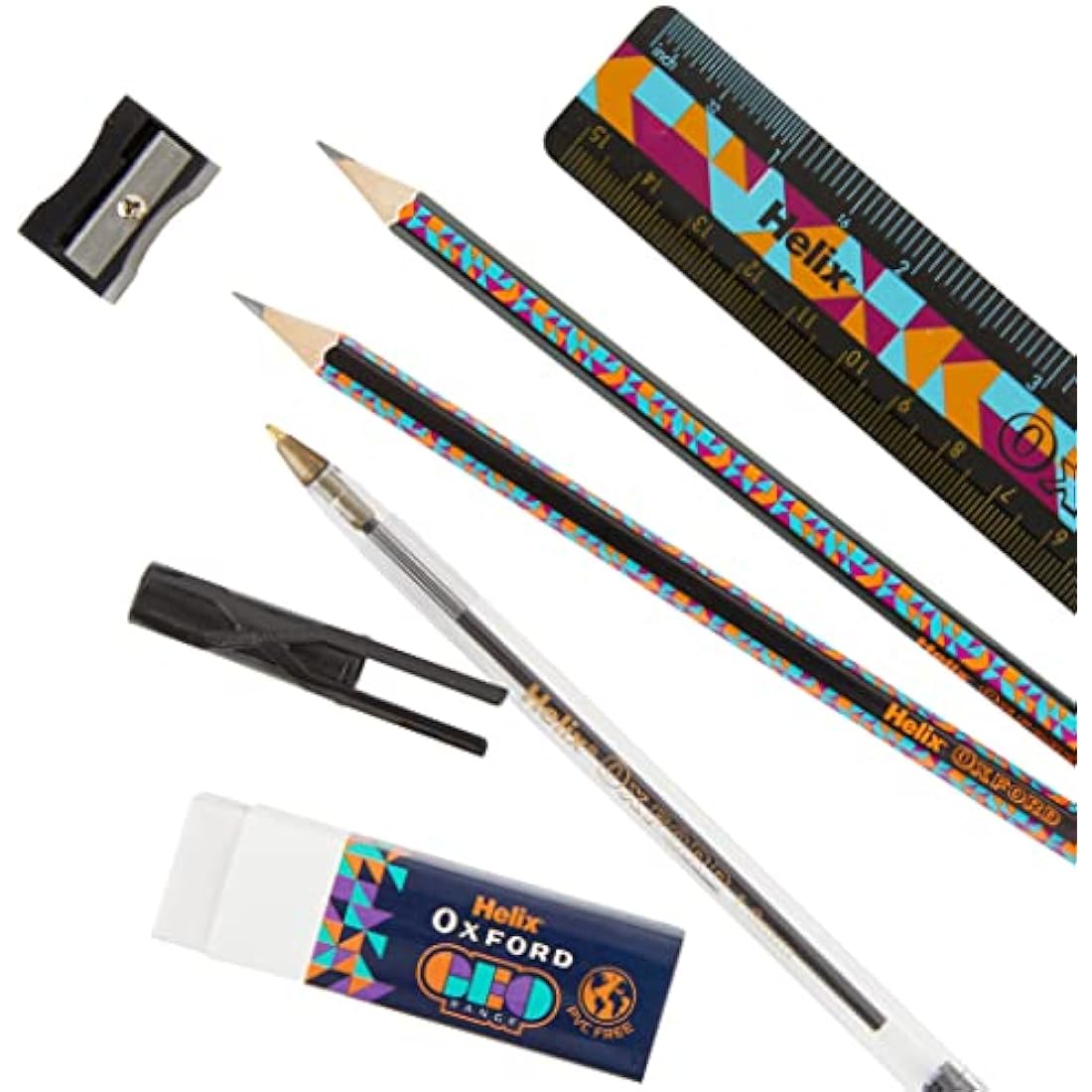 Helix Oxford Geo Maths and Stationery Set – Orange Geometric Design