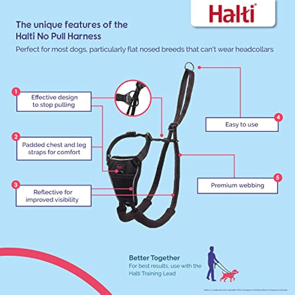 Halti No Pull Dog Harness & Training Leash Set | Black, Medium/Large