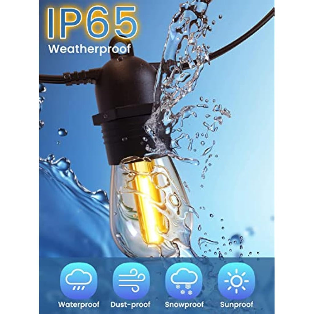 GlobaLink 53FT Outdoor Festoon Lights – IP65 Waterproof LED Garden String